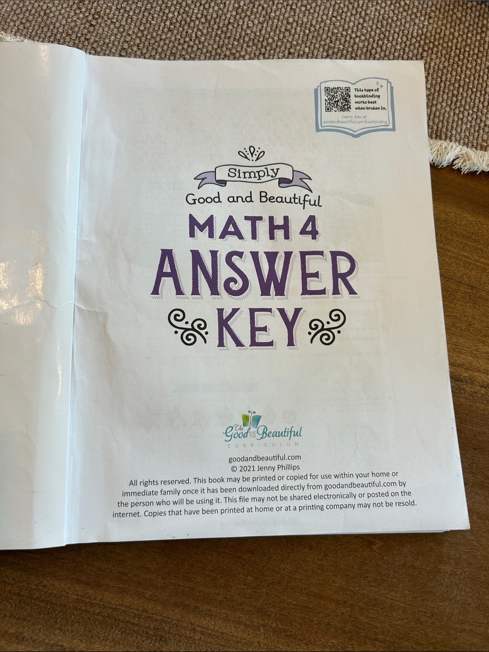 The Good and Beautiful Math 4 Answer Key - Purple - Picture 2 of 5